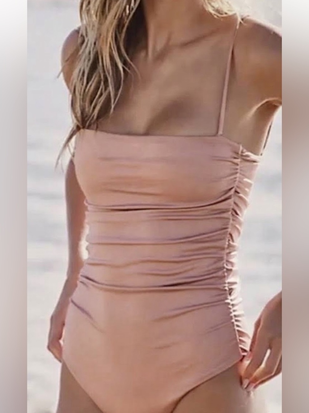 BELLE Swim x Free People Anna Ruched Sm 4/6 Pink Maillot 1-Pc Swimsuit